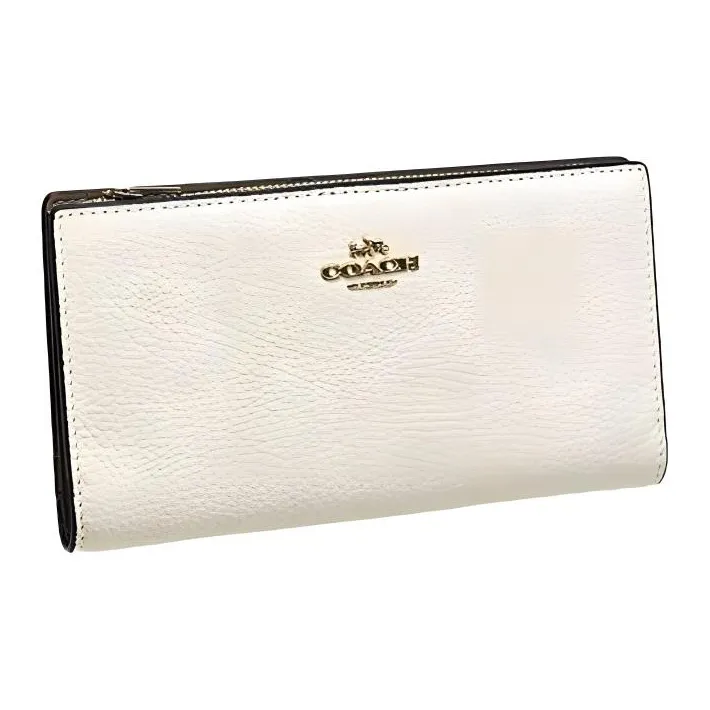 COACH Pebbled Leather Wallet Trumpets Women's Chalk-1