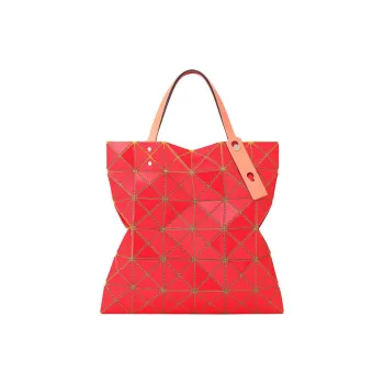 ISSEY MIYAKE PVC Handbag Shoulder Bag Women's Red & Coral Pink