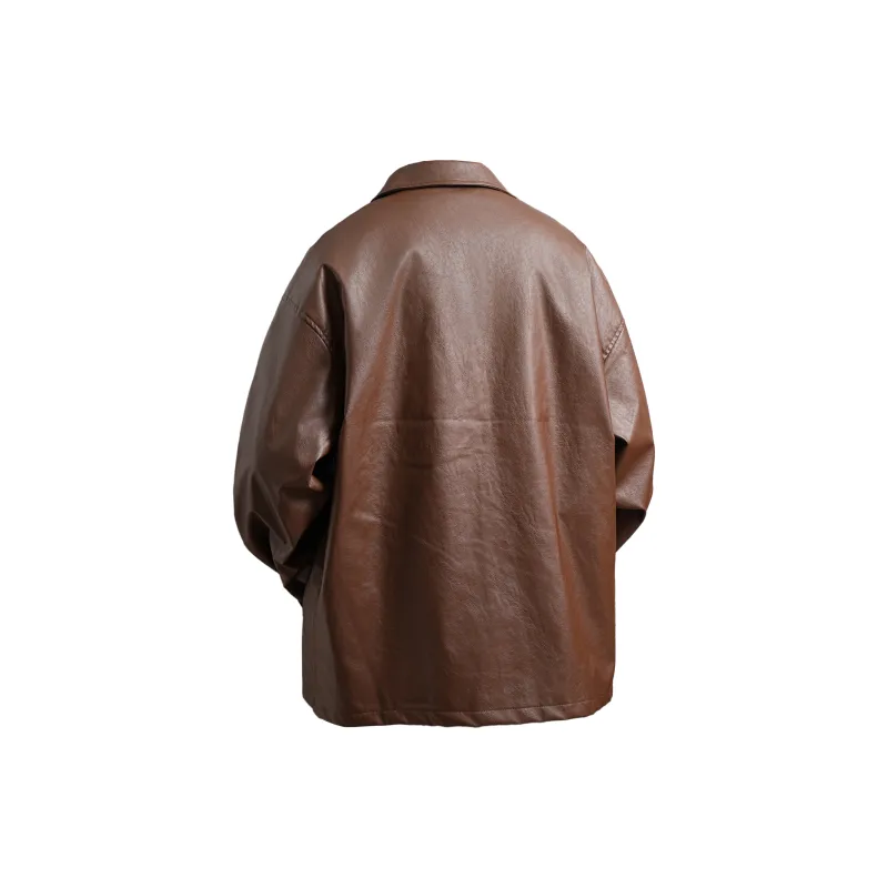 ZMOH Vintage Leather Jacket Unisex Couple's-11