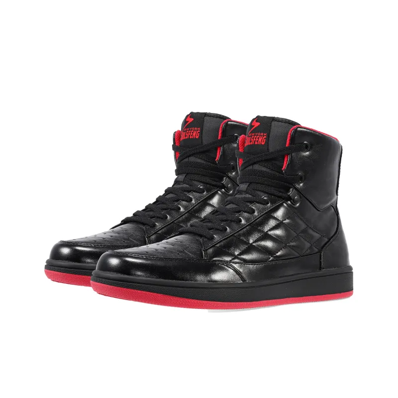 SOULSFENG Anti Slip Wear Resistant High Top Skateboard Shoes Men's Black-2
