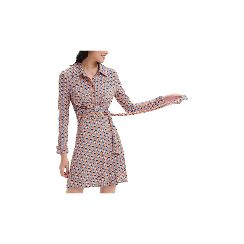 DVF Diane Von Furstenberg SS23 Long-Sleeved Dresses Women's Pink Blue-5