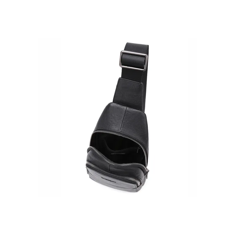 NAVIGARE Cow Leather Sling Bag Men's Black-5