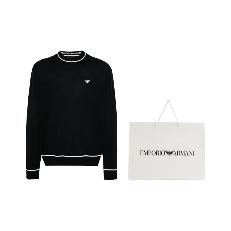 EMPORIO ARMANI Virgin wool Jumper With Jacquard Logo Detail-5