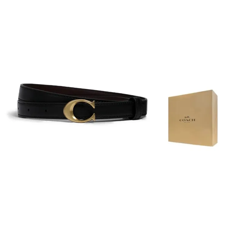COACH Cow Leather Leather Belts Women's Black Width 1.8cm-6