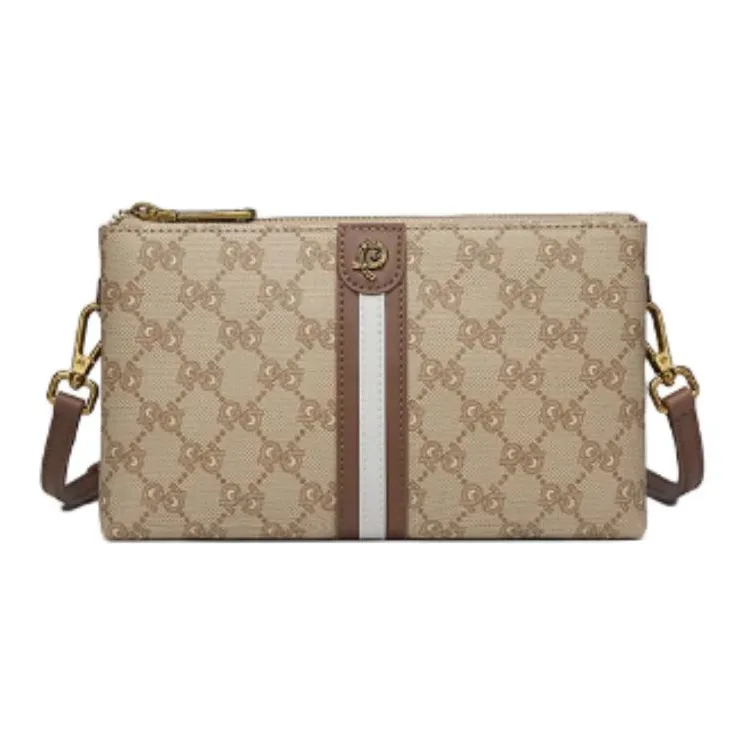 PIERRE CARDIN PVC One Shoulder Clutch Trumpets Women's Khaki-0