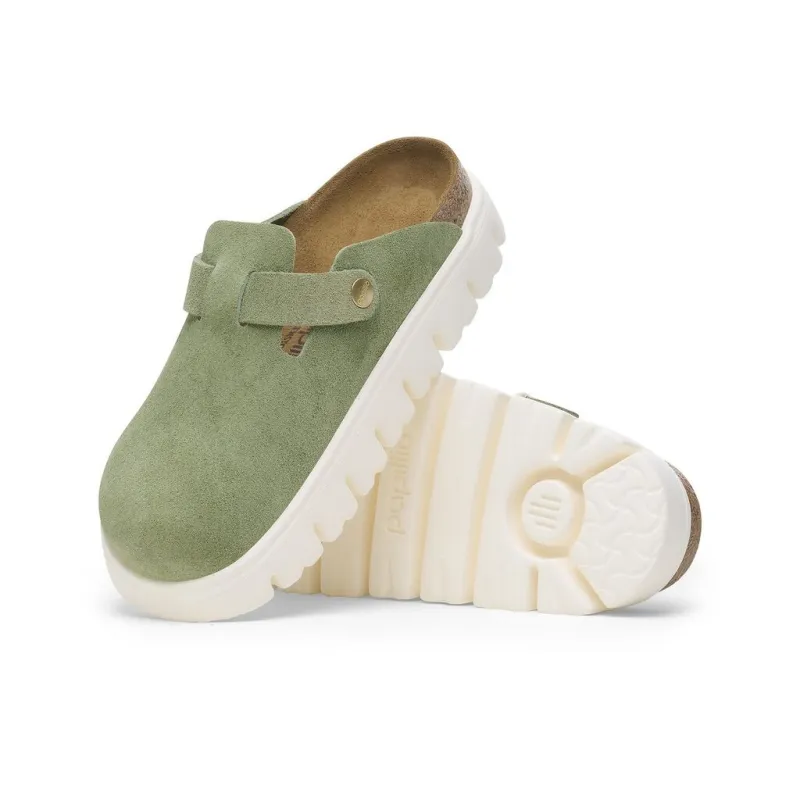 Birkenstock Boston Chunky Suede Green Tea Narrow Women's-4