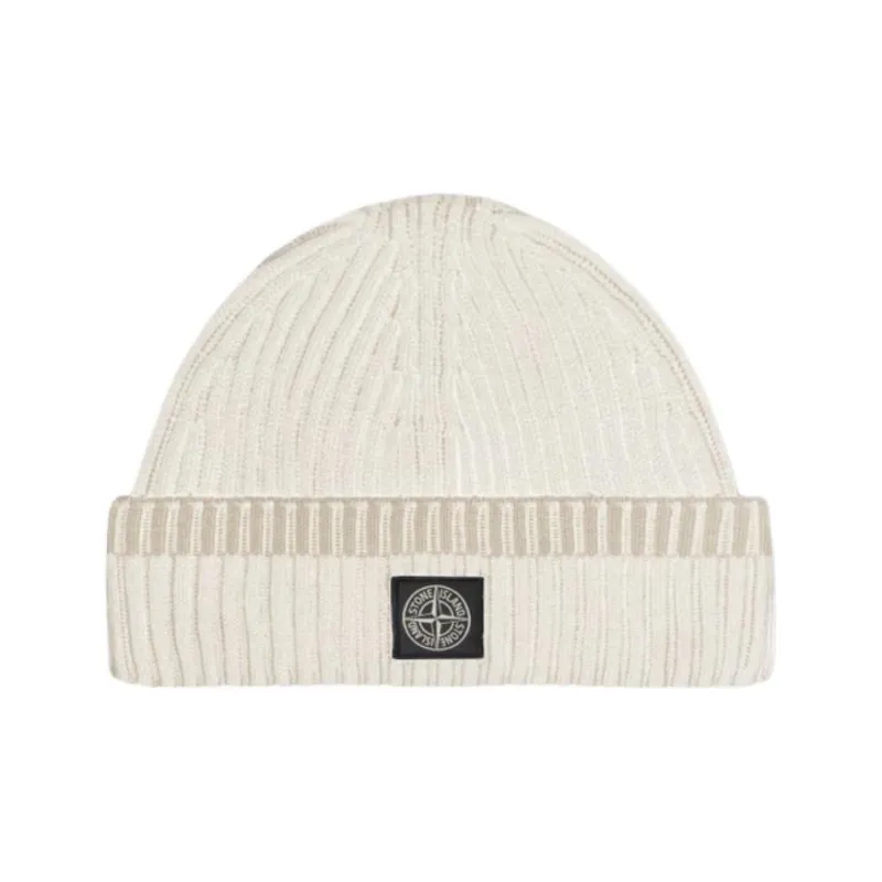 STONE ISLAND Logo Patch Ribbed Beanie-0