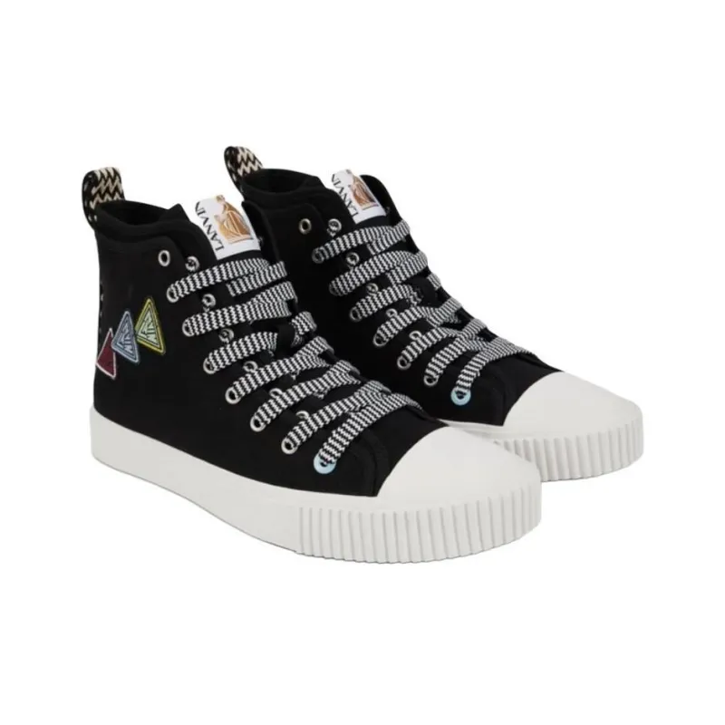 Lanvin High Top Canvas Shoes Men's Black-2