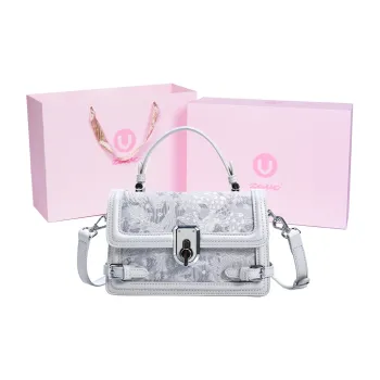 ZAVC Cow Leather, Textile Handbag Women's Pink/Gray