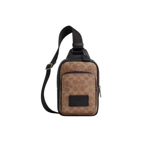 COACH Coated Canvas With Smooth Calfskin Sling Bag Shoulder Bag Crossbody Bag Mini Men's Tan