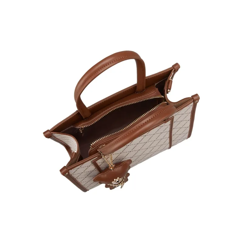 YEARCON Artificial Leather Tote Bag Shopping Bag Shoulder Bag Crossbody Bag Handbag Large Size Women's Coffee-3