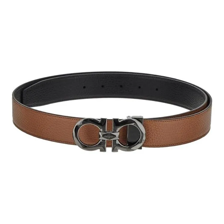 FERRAGAMO Calfskin Leather Belts Men's Light Brown --0
