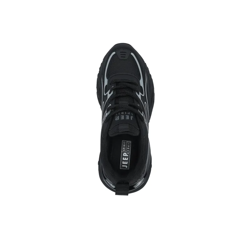 JEEP SPIRIT Anti-Slip And Wear-Resistant Lightweight Height Increasing Low-Top Chunky Sneakers Men's Graphite Silver-4