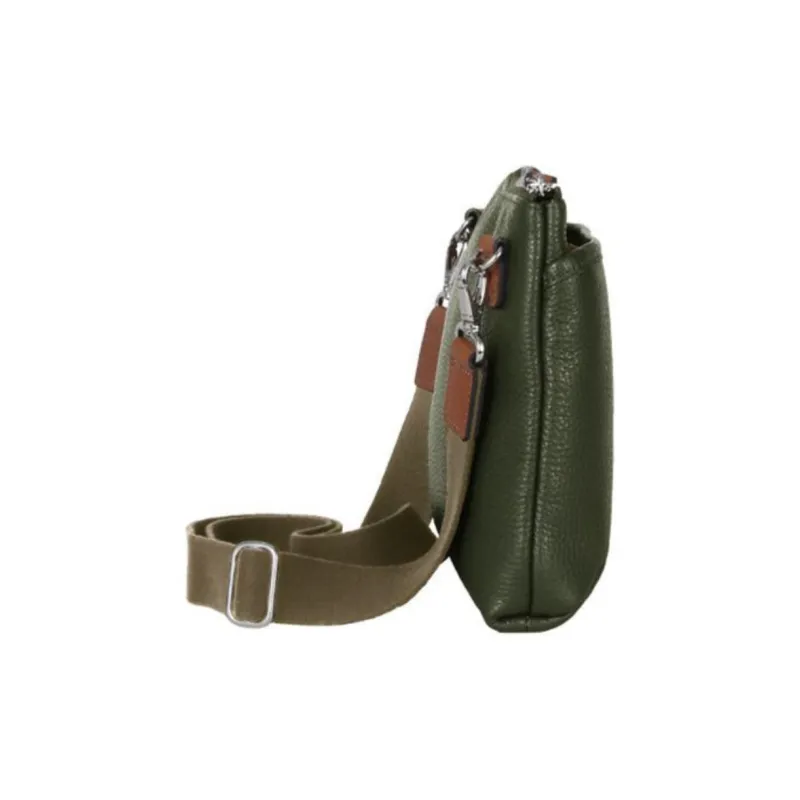SAMSONITE Cow Leather Shoulder Bag Crossbody Bag Small Size Unisex Dark Green-3