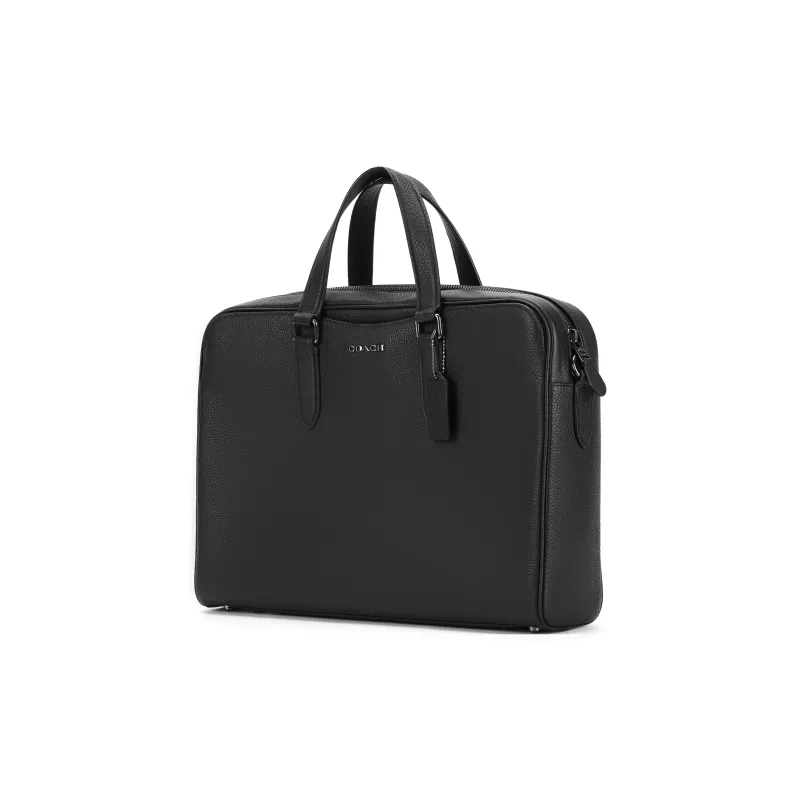 COACH Graham Pebbled Leather Handbag, Shoulder Bag, Crossbody Bag, Laptop Bag, Briefcase Large Size Men's Black-3
