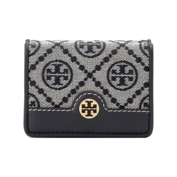 TORY BURCH T Monogram Jacquard Wallet Mini Women's Marine Blue & Yellow