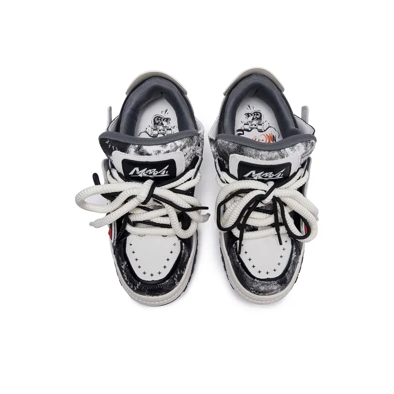 MC DOS Gourmand Snake Puffy Shoes Anti Slip And Wear Resistant Height Increasing Low Top Skateboard Shoes Unisex Black-5