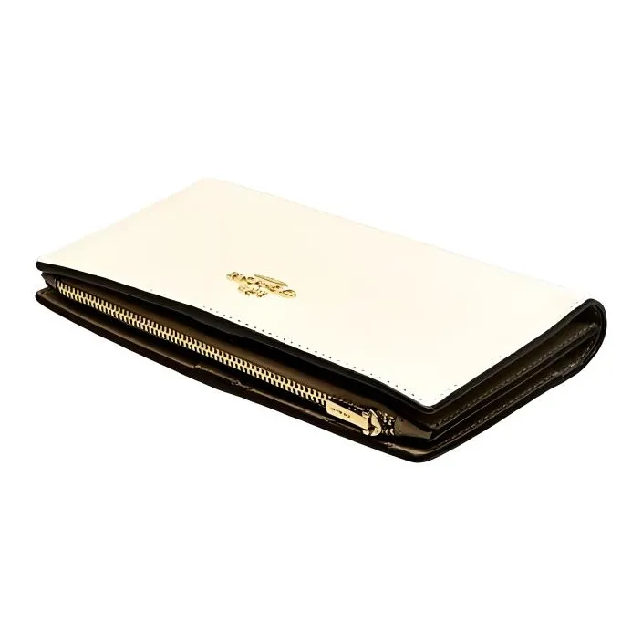 COACH Pebbled Leather Wallet Trumpets Women's Chalk-2