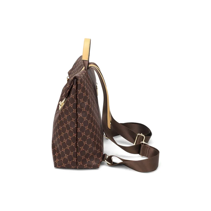 MashaLanti PVC And Synthetic Leather Backpack Women's Dark Brown & Apricot-3