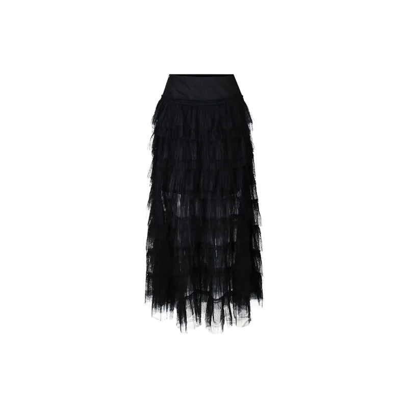 GIMING Casual Long Skirt Women's Black-1