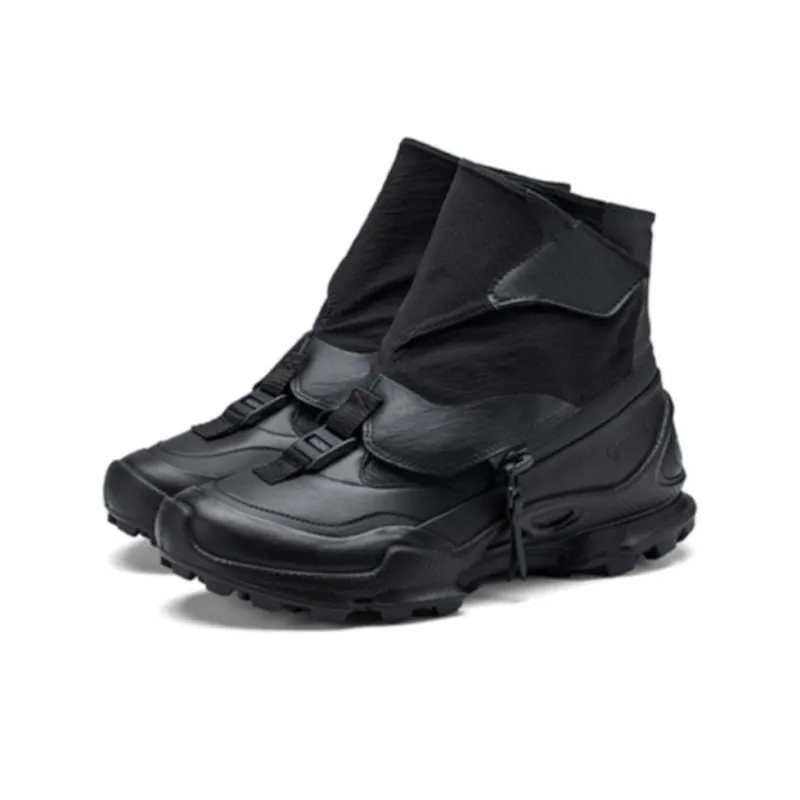Ecco Wear Resistant High Top Hiking Shoes Men's Black-3