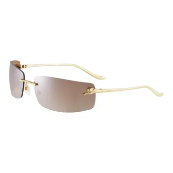 CARTIER Metal Gold Plated Rectangular Sunglasses Unisex Gold