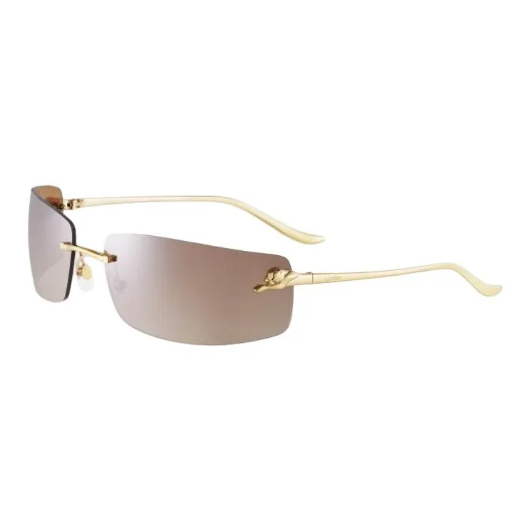 CARTIER Metal Gold Plated Rectangular Sunglasses Unisex Gold-0