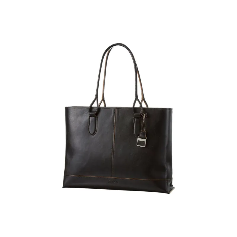 SAMSONITE Cow Leather Tote Bag Shopping Bag Handbag Large Size Unisex Charcoal-1