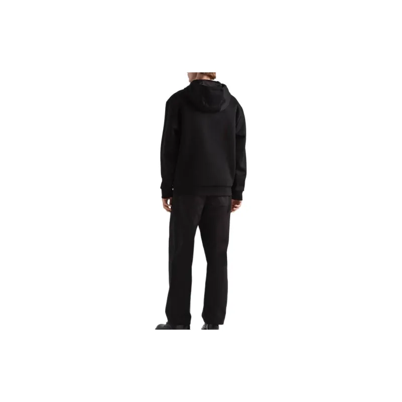 PRADA Logo Appliqué Zip Up Drawstring Hoodie-3