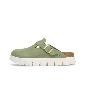 Birkenstock Boston Chunky Suede Green Tea Narrow Women's