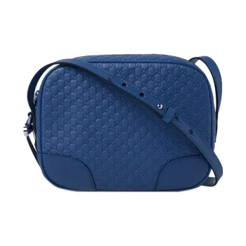 GUCCI Leather Shoulder Bag Unisex Blue