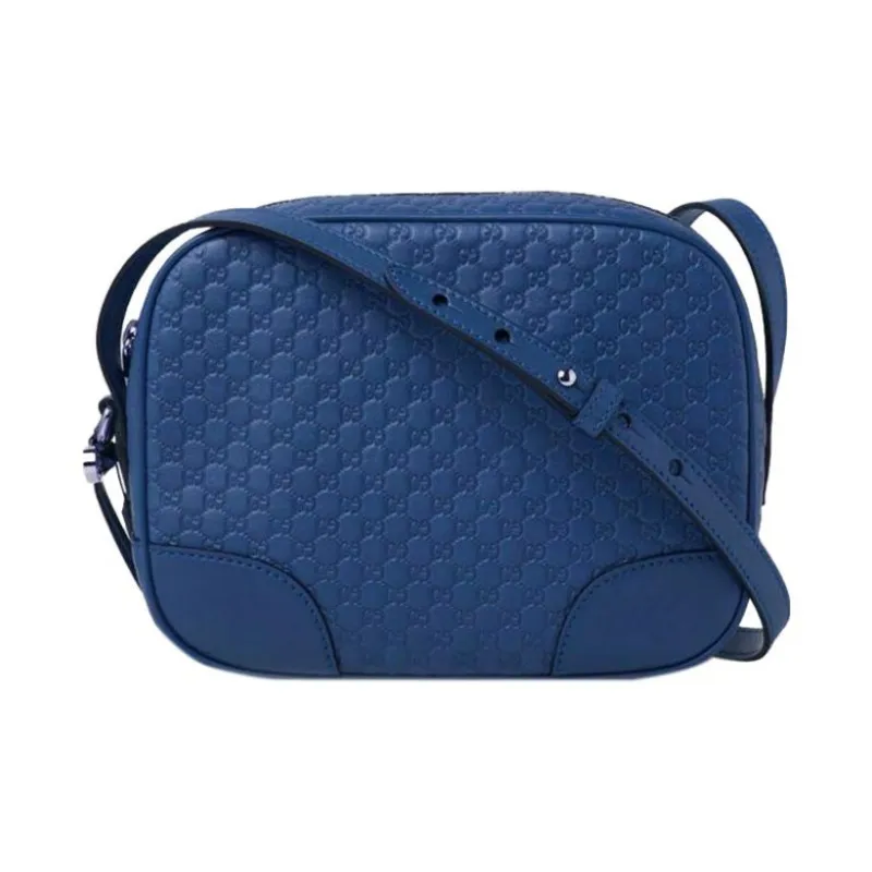 GUCCI Leather Shoulder Bag Unisex Blue-0