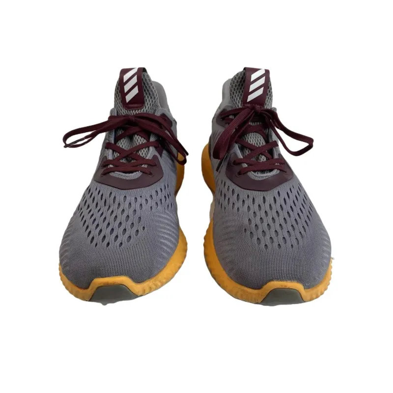 Adidas AlphaBounce Anti Slip Wear Resistant Low Top Running Shoes Men's Gray Yellow-3