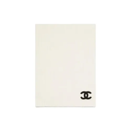CHANEL Cashmere Knit Scarves Unisex White