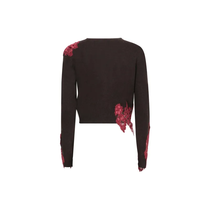 Acne Studios V-Neck Lace Detailed Cardigan-1