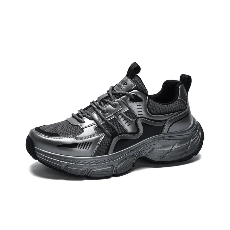 JEEP SPIRIT Anti Slip And Wear Resistant Lightweight Height Increasing Low Top Chunky Sneakers Men's Ancient City Gray-2