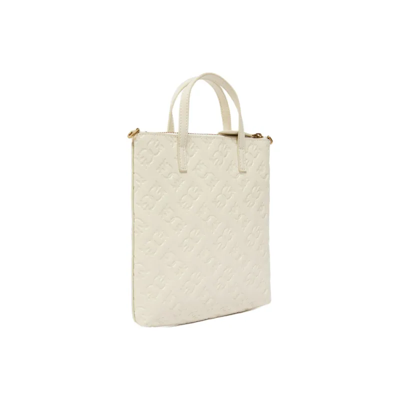 PINKO Cow Leather Tote Bag, Shopping Bag, Shoulder Bag, Crossbody Bag, Handbag Trumpets Women's Ecru-1