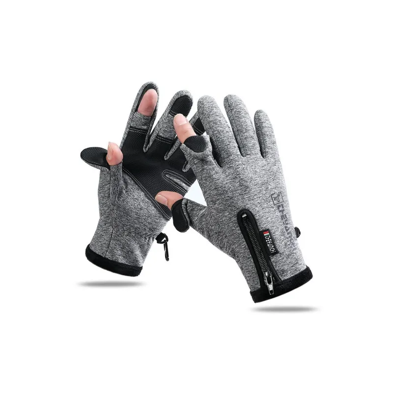 AAJF Polar Fleece Silicone Conductive Leather Water Repellent Fabric Knit Gloves Unisex-7