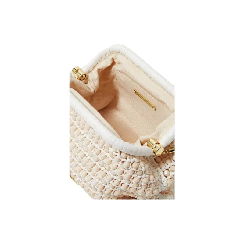 Loeffler Randall Raffia Fiber Clutch Medium Size Women's White-3