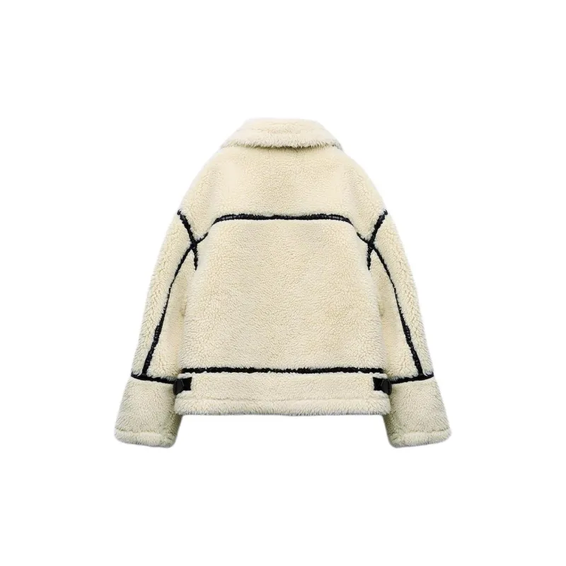ZARA ZW Series Velvet feel Coat Women's Raw White-1