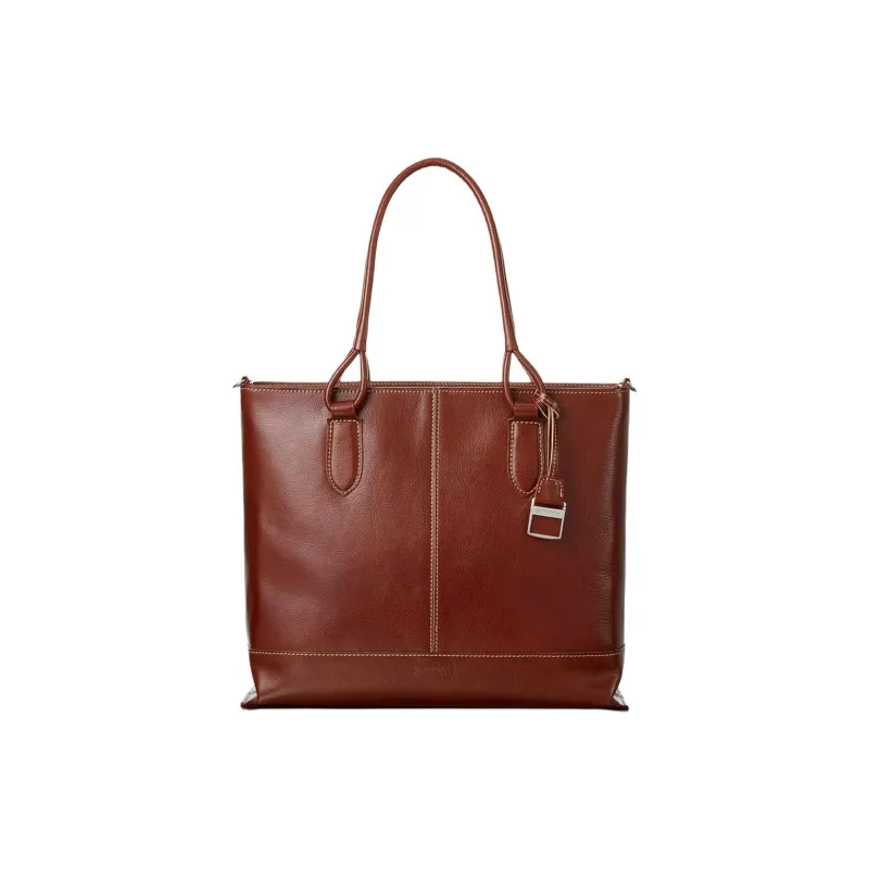 SAMSONITE Cow Leather Tote Bag Shopping Bag Shoulder Bag Handbag Medium Size Unisex Brown-0