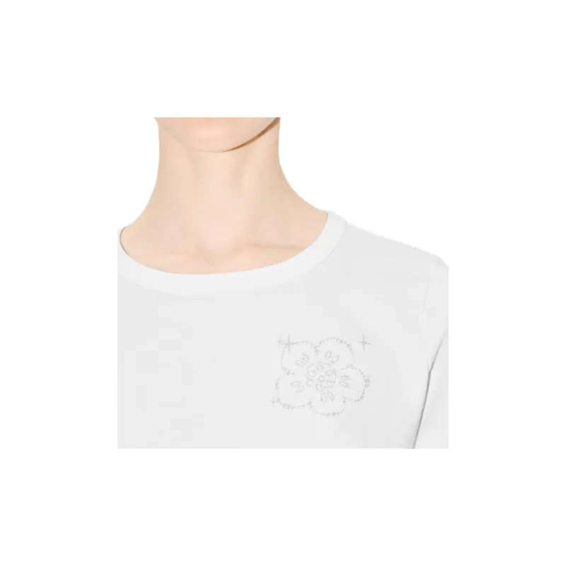 KENZO Logo Letter Print Crew Neck Long Sleeved T Shirt Women's Ecru-5