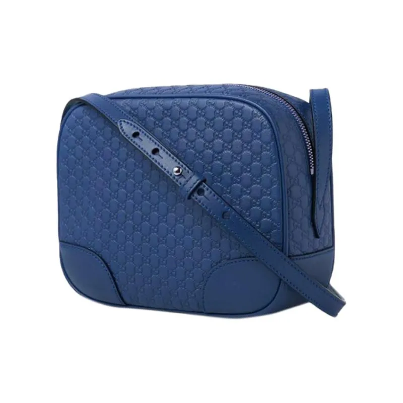 GUCCI Leather Shoulder Bag Unisex Blue-1