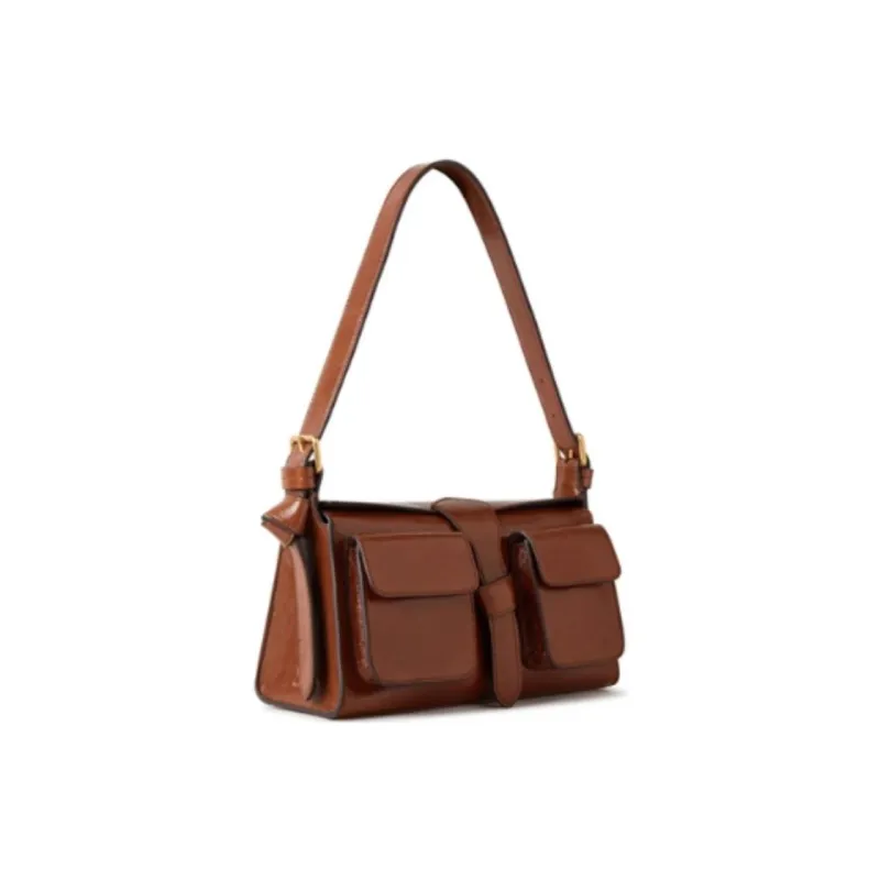 Mulberry Rejina Pyo Collaboration Smooth Shiny Leather Handbag Shoulder Bag Small Size Women's Umber-1