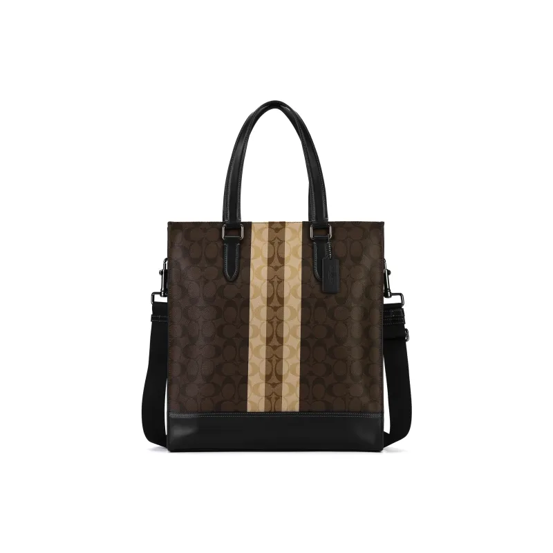COACH Artificial Leather Tote Bag, Shopping Bag, Crossbody Bag, Handbag Men's Brown Monogram-0