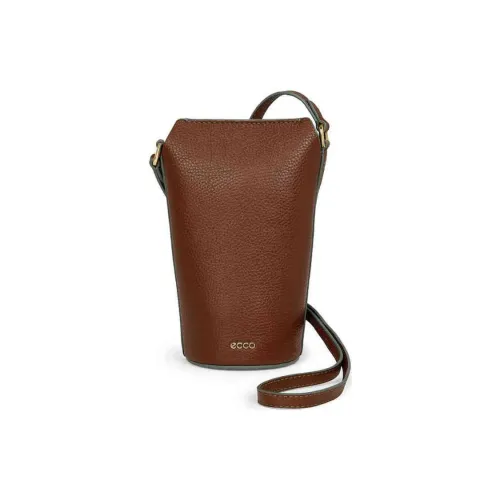 Ecco Cow Leather Bucket Bags One Shoulder Handbags Regular Women's Red Brown