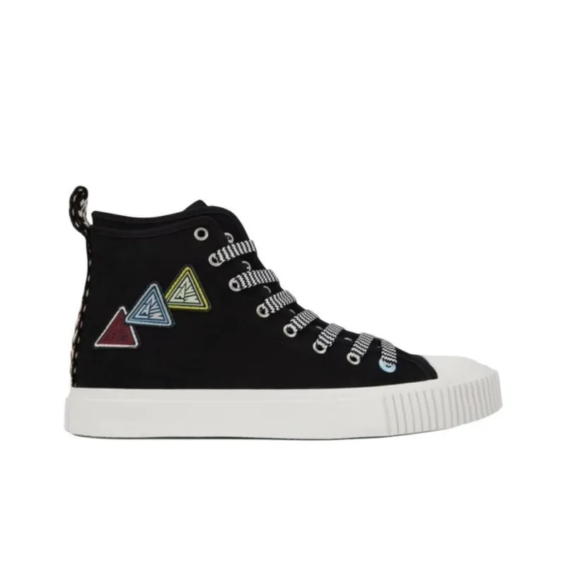 Lanvin High Top Canvas Shoes Men's Black-1