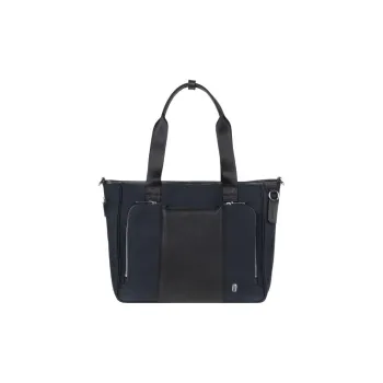 SAMSONITE Cow Leather With Nylon Patchwork Tote Bag Shopping Bag Shoulder Bag Handbag Unisex Marine Blue