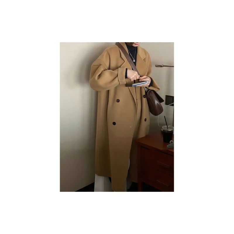 GULIANFEI Double Sided Woolen Coat Women's Oat-5