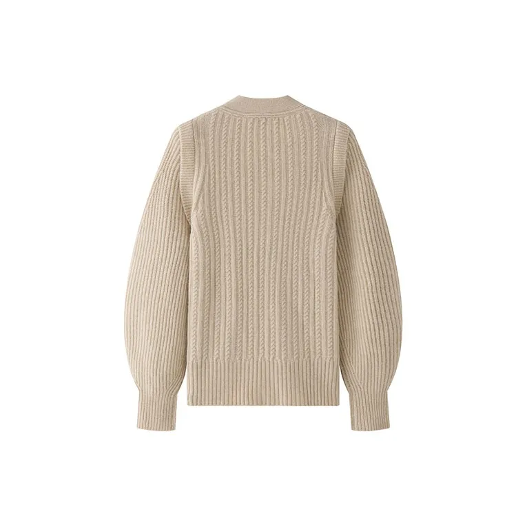 YANGZHIDAO Sweater Women's Oat Gray Camel-1